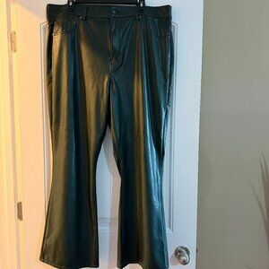 American Eagle Faux Leather Super High Rise Kick Boot Pants (Green)